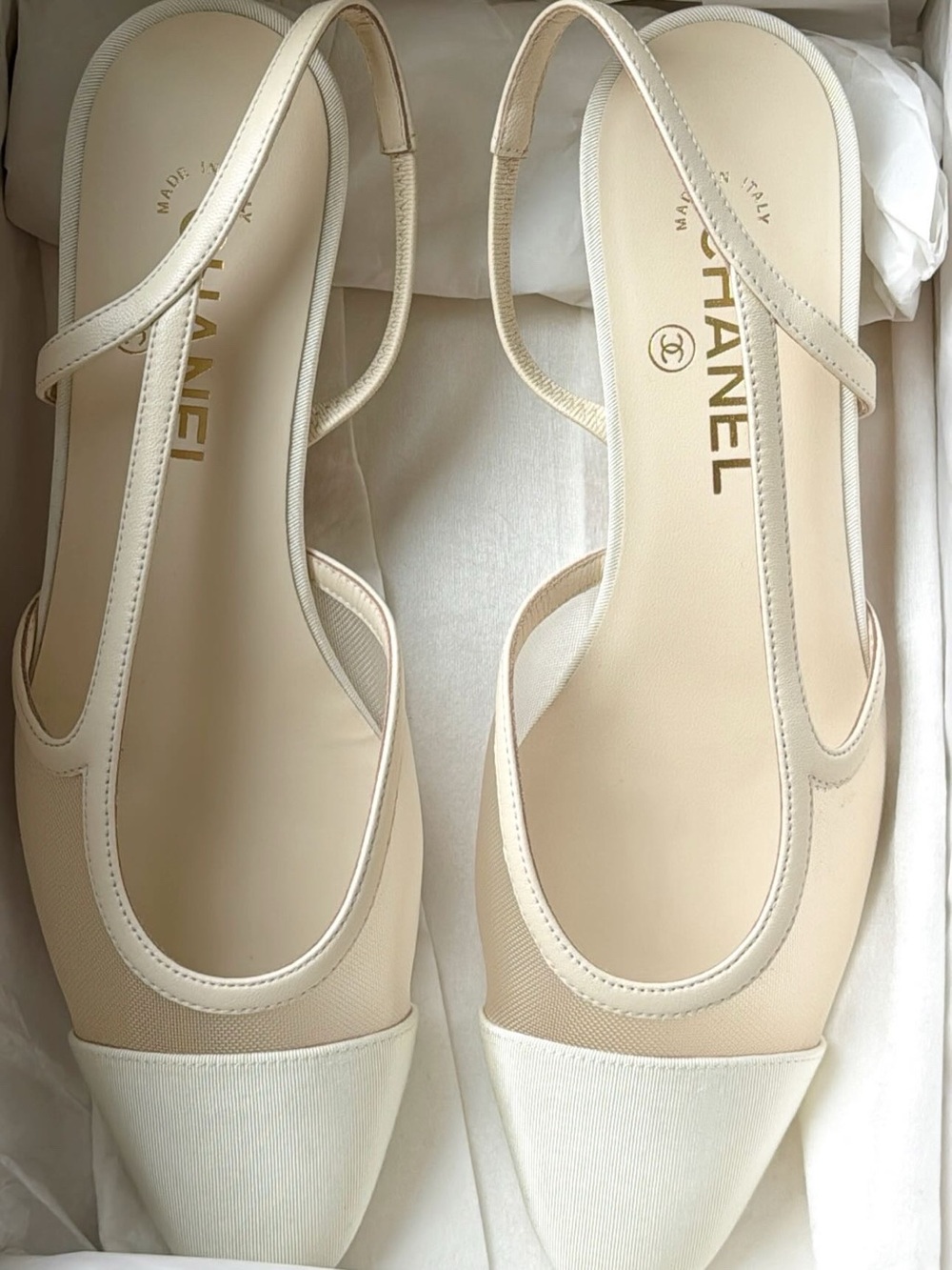 CHANEL mesh slingbacks